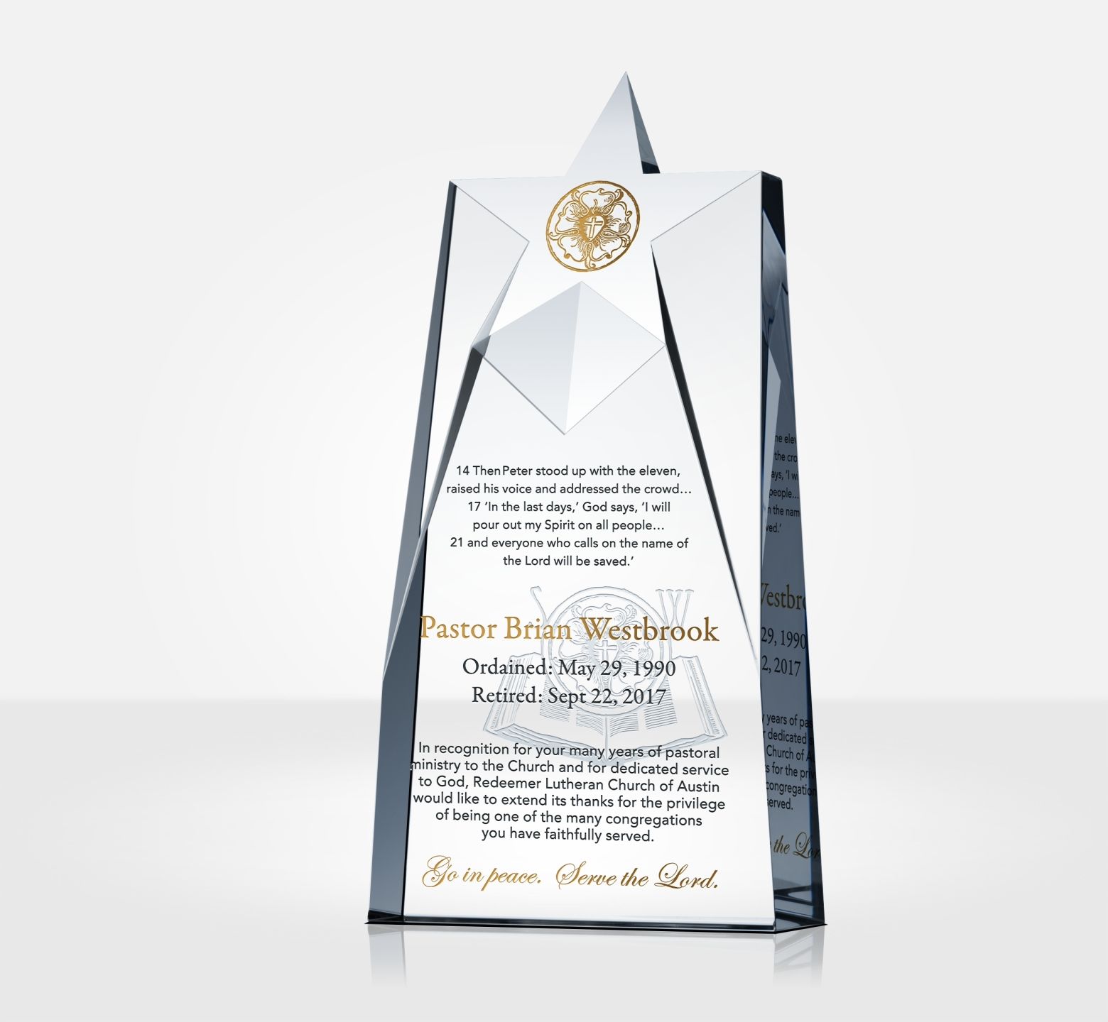 pastor going away gift plaque diy awards certificate of employee
