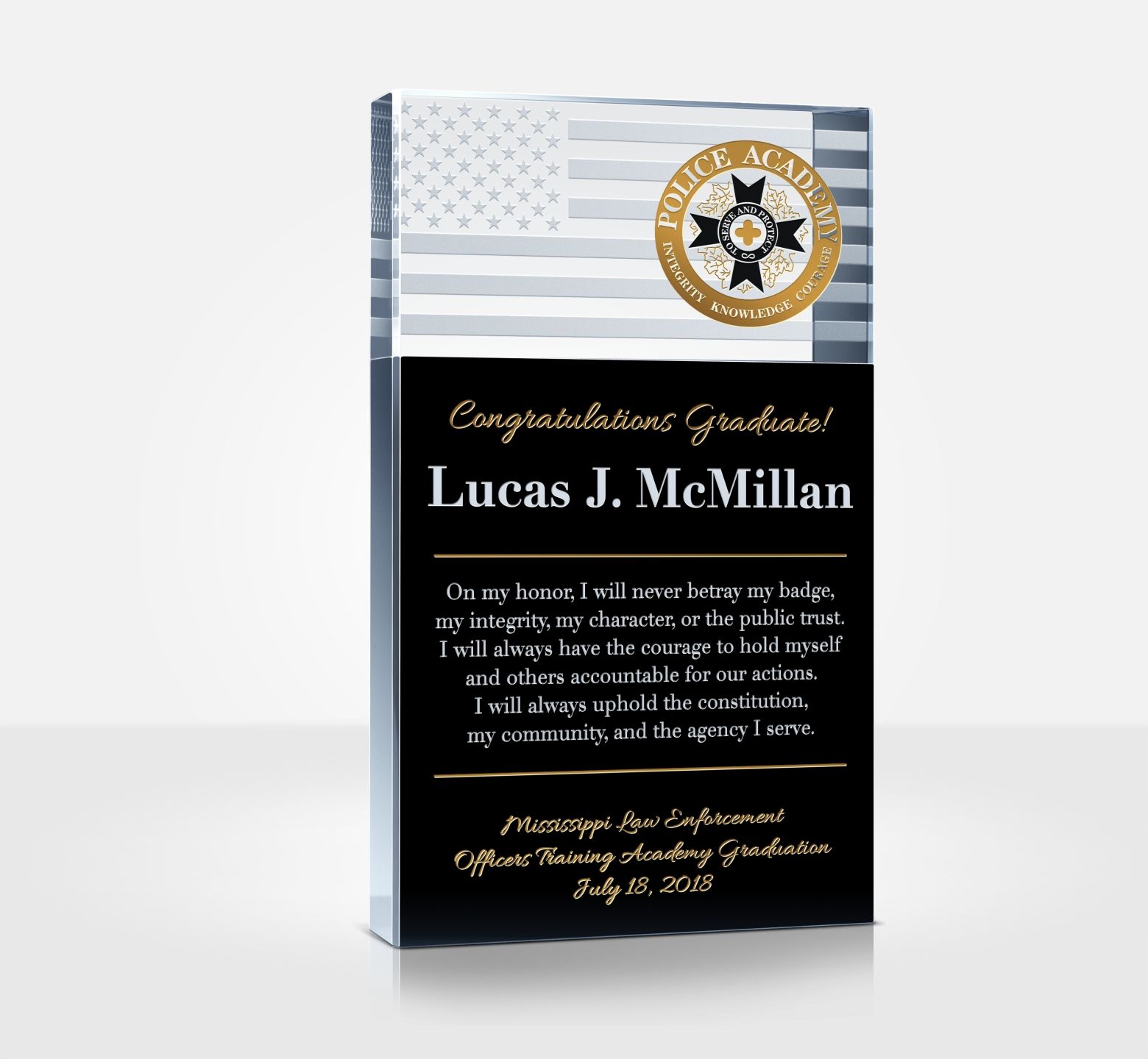 Police Academy Graduation Plaque DIY Awards