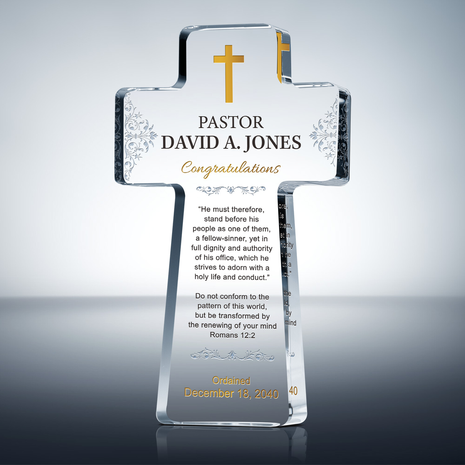 Cross Pastor Ordination Congratulation Gift Personalized | Wording