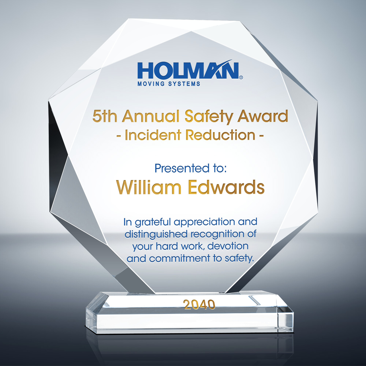 Annual Safety Recognition Award (0072) Wording Ideas DIY Awards