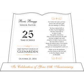 Pastor 25th Anniversary/Silver Jubilee Gift Plaque - DIY Awards